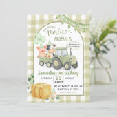 Invitation Green Farm Calling All Party Animals Boy Birthday (Debout devant)