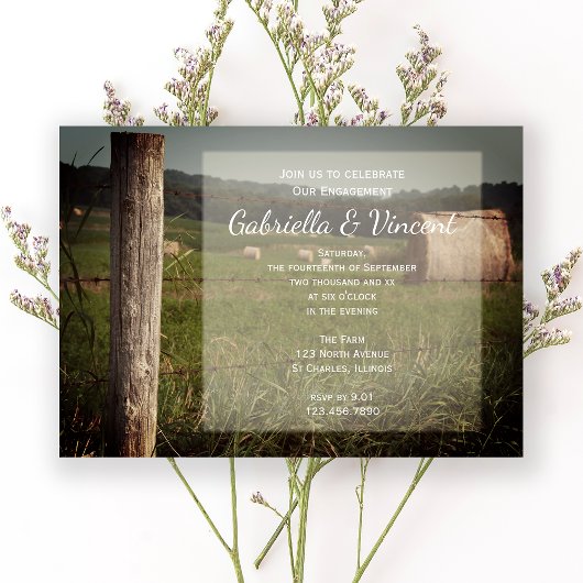 Invitation Green Farm Pastures Country Engagement Party