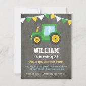 Invitation Green Farm Tractor Anniversaire de enfant Party (Devant)
