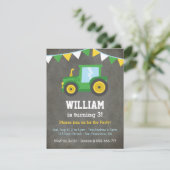 Invitation Green Farm Tractor Anniversaire de enfant Party (Debout devant)