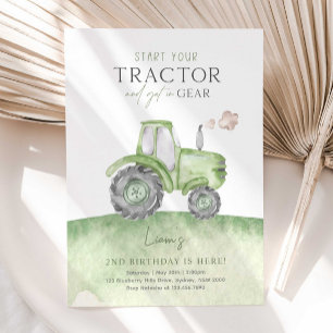 Invitation Green Farm Tractor fête d'anniversaire
