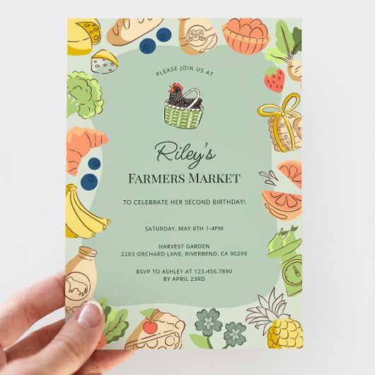 Invitation Green Farmers Market Organic Farm Fresh Birthday