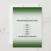 Invitation Green, Faux Gold 35th Birthday Celebration + Nom (Dos)