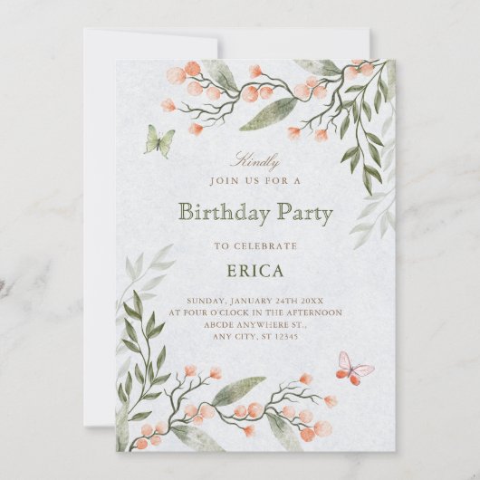 Invitation Green floral  (Devant)