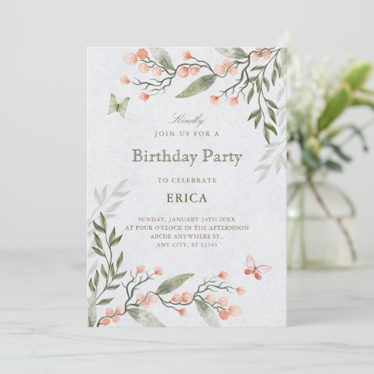 Invitation Green floral  (Debout devant)