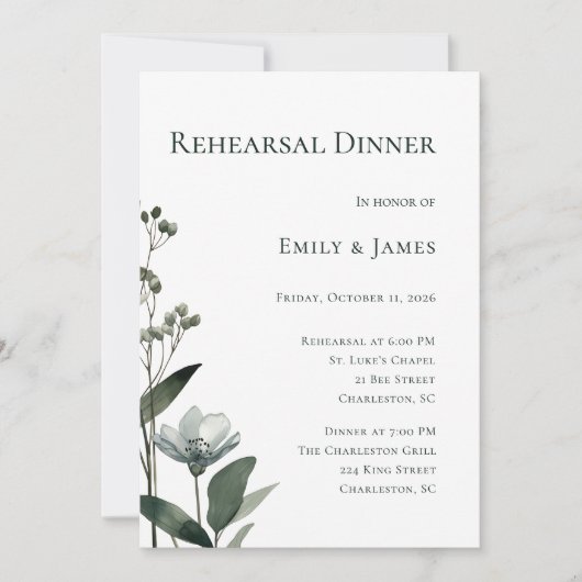 Invitation Green Floral Botanical Wedding (Devant)