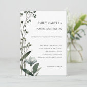 Invitation Green Floral Botanical Wedding (Debout devant)