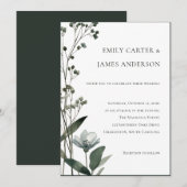 Invitation Green Floral Botanical Wedding (Devant / Derrière)