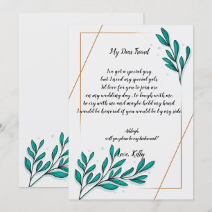 Invitation Green Floral Gold Foilwill sera ma femme de ch