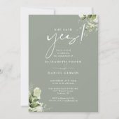Invitation Green Floral Sage Green Photo Engagement (Devant)