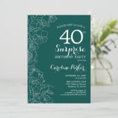 Invitation Green Floral Surprise 40e anniversaire (Debout devant)
