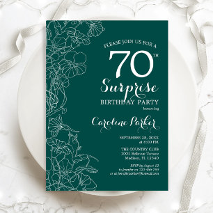 Invitation Green Floral Surprise 70e anniversaire