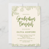 Invitation Green Floral Trendy Brunch graduation (Devant)