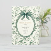 Invitation Green Floral Vintage Bridal Shower (Debout devant)
