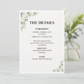 Invitation Green Floral Wedding Details Card (Debout devant)