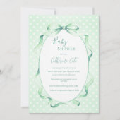 Invitation Green Floral Whimsical Baby Shower  (Devant)