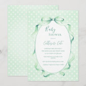 Invitation Green Floral Whimsical Baby Shower  (Devant / Derrière)