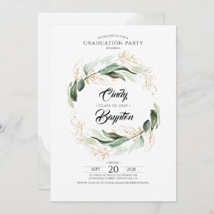 Invitation Green Foliage et Gold Feuilles