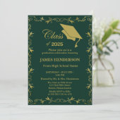 Invitation Green Formal Gold College Graduation Party 2025 (Debout devant)