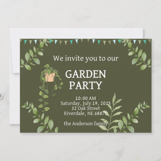 Invitation Green Garten Party (Devant)