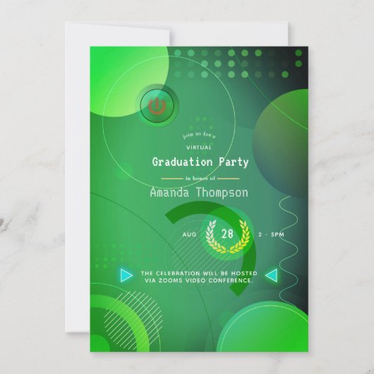 Invitation Green Geometry Virtual Graduation Party (Devant)