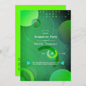 Invitation Green Geometry Virtual Graduation Party (Devant / Derrière)