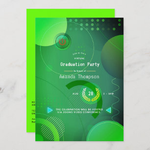 Invitation Green Geometry Virtual Graduation Party