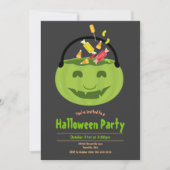 Invitation Green Ghoul Pail Candy La fête d'Halloween de l'en (Devant)