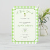 Invitation Green Gingham Little Sprout Baby Shower (Debout devant)