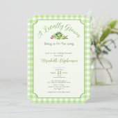 Invitation Green Gingham Locally Grown Baby Shower (Debout devant)