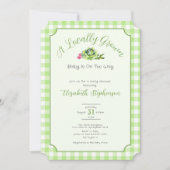 Invitation Green Gingham Locally Grown Baby Shower (Devant)