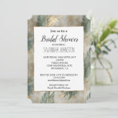 Invitation Green Glam Chic Gold Tropical Feuilles Fête des ma (Debout devant)