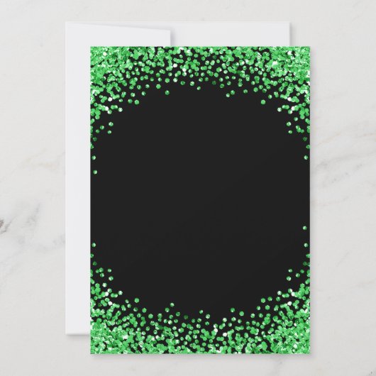 Invitation Green Glitter Border Black Christmas Party (Dos)