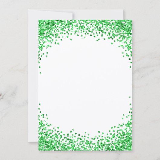 Invitation Green Glitter Border White Christmas Party (Dos)