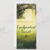 Invitation Green Glow Forest & Sparkle Lights Sweet 16 billet (Dos)