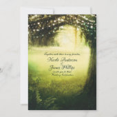 Invitation Green Glow Forest & String Lumières Russe Mariage (Devant)