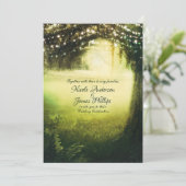 Invitation Green Glow Forest & String Lumières Russe Mariage (Debout devant)