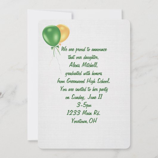 Invitation Green & Gold 2025 Graduation en vedette (Dos)