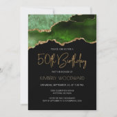 Invitation Green Gold Agate 50e anniversaire de fête Invitati (Devant)
