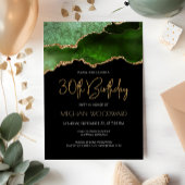 Invitation Green Gold Agate Geode 30e fête d'anniversaire