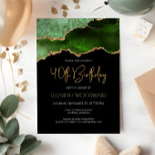 Invitation Green Gold Agate Geode 40e fête d'anniversaire