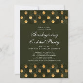 Invitation Green Gold Apple Thanksgiving Cocktail Party (Devant)