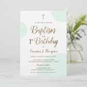 Invitation Green Gold Baby Boy Baptême 1er anniversaire (Debout devant)