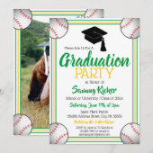 Invitation Green & Gold Baseball Party (Devant / Derrière)