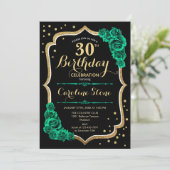Invitation Green Gold Black Elegant 30e anniversaire (Debout devant)