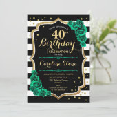 Invitation Green Gold Black Elegant 40e anniversaire (Debout devant)