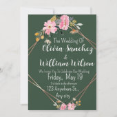 Invitation Green Gold Blush Pink Country Wedding (Devant)