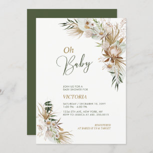 Invitation Green & Gold Boho Botanical Oh Baby shower