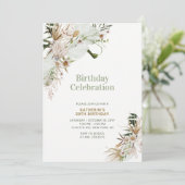 Invitation Green & Gold Boho Milestone Adulte fête d'annivers (Debout devant)