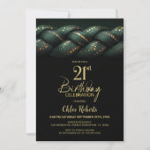 Invitation Green Gold Braid 21e fête d'anniversaire (Devant)